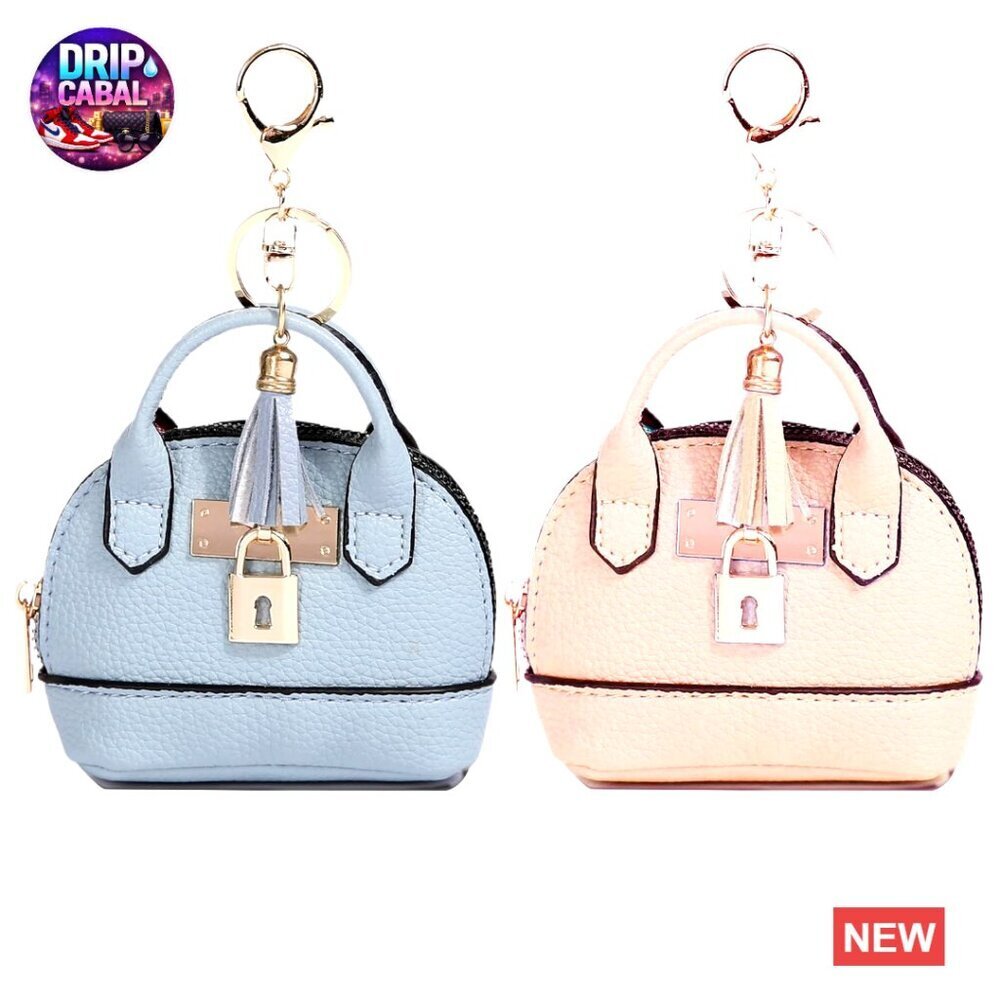 Mini Tote Bag Keychain PU Leather Cosmetic Organizer Cute Chic Accessory